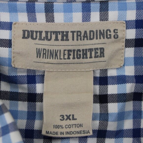 Duluth Wrinklefighter Shirt Adult 3XL XXXL Blue/White Checkered L/S Button Up - Picture 7 of 12